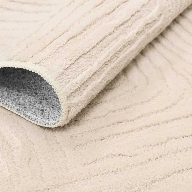 Mcow High-Low Textured Plush Washable Non-Slip Area Rug