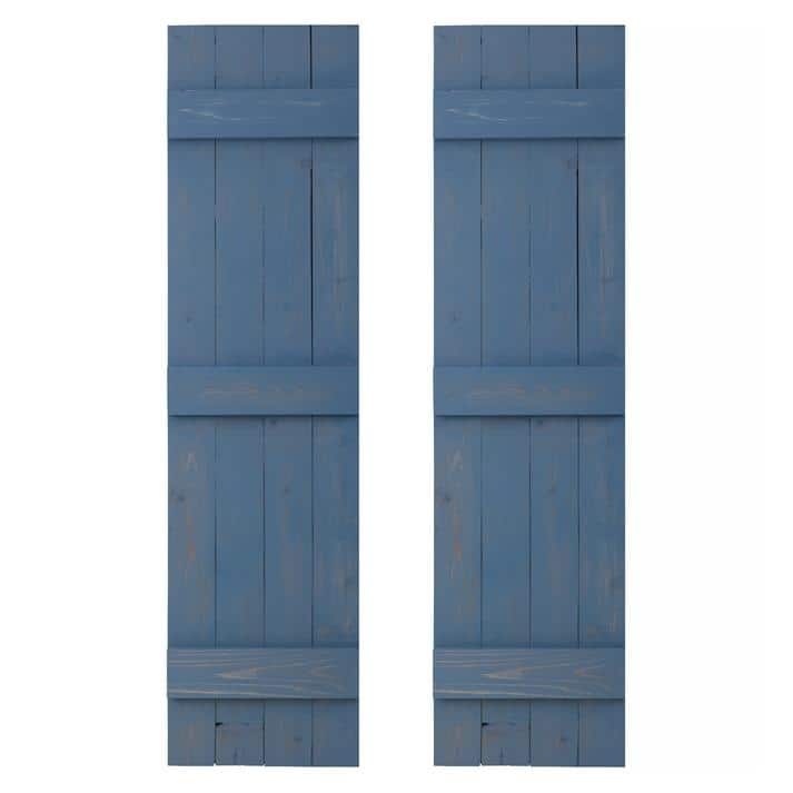Traditional Board & Batten Exterior Shutters Pair - 72" - Provincial Blue