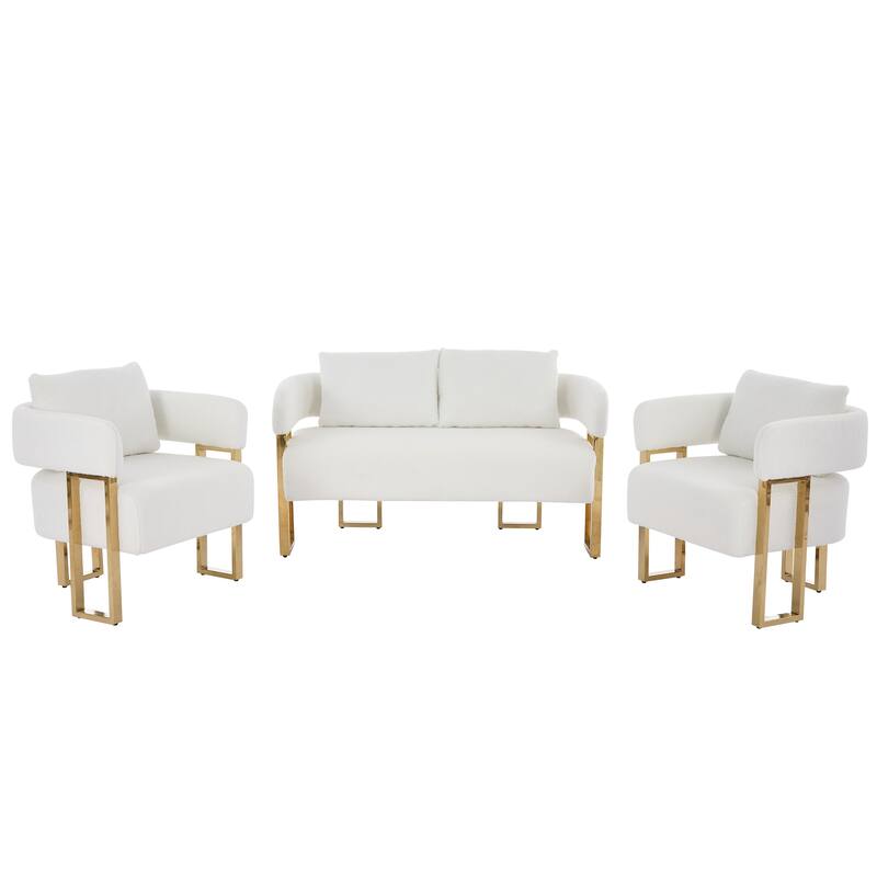 Modern decorative chair, living room side chair with gold metal legs, no wheels, suitable for dressing area