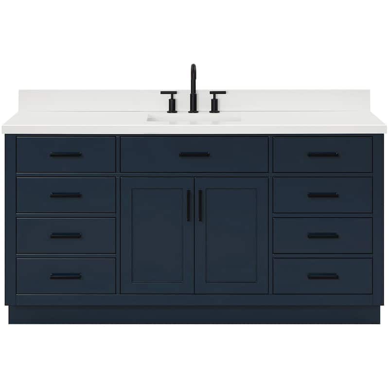 Ariel T067SWQRVO Hepburn 67" Free Standing Single Rectangular Basin - Midnight Blue - Painted