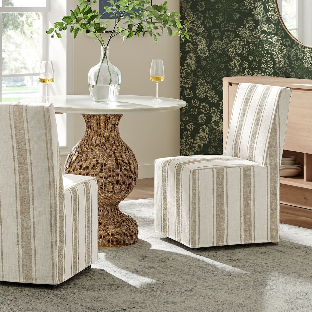 Tessera Striped Slipcovered Dining Side Chair