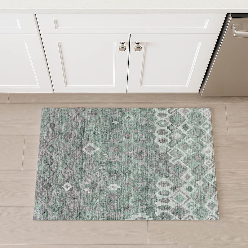 Machine Washable Indoor/ Outdoor Boho Moroccan Chantille Rug