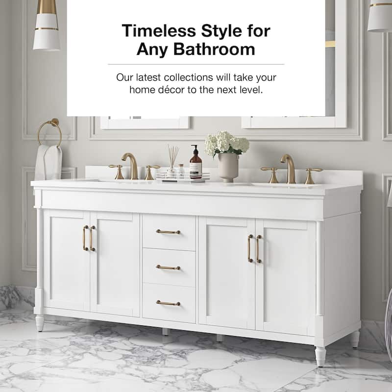 Salisbury Bathroom Vanity with White Engineered Marble Top