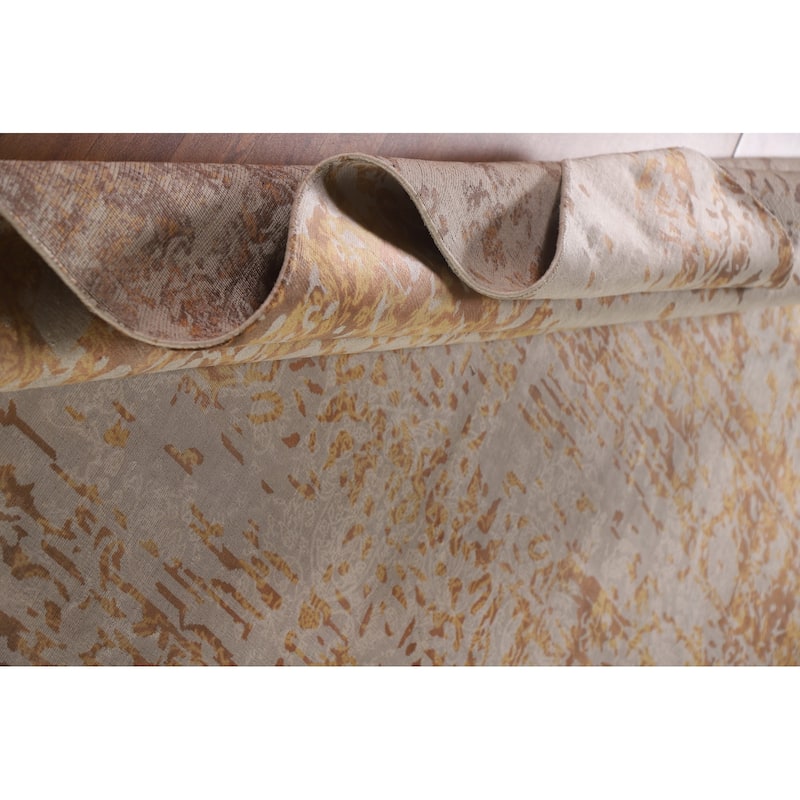 Beige Modern / Abstract Area Rug Hand-Knotted Wool Carpet - 7'11"x 10'1"