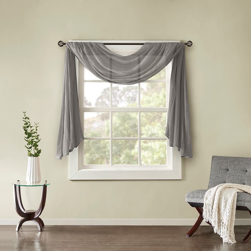 Solid Crushed Scarf Sheer - 144 Inches - Grey