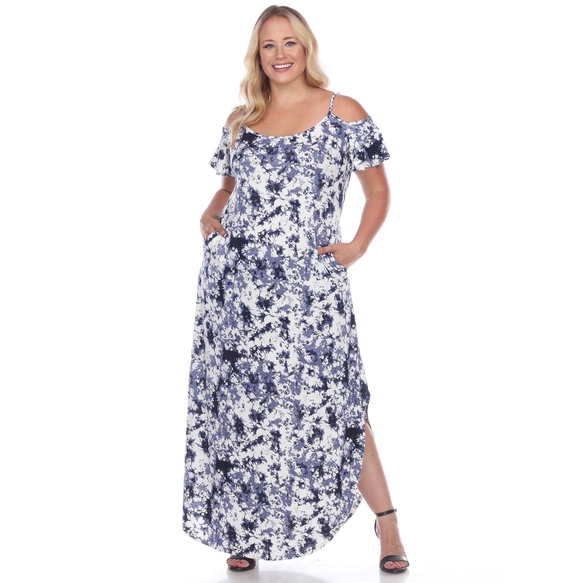 plus size cold shoulder maxi dress