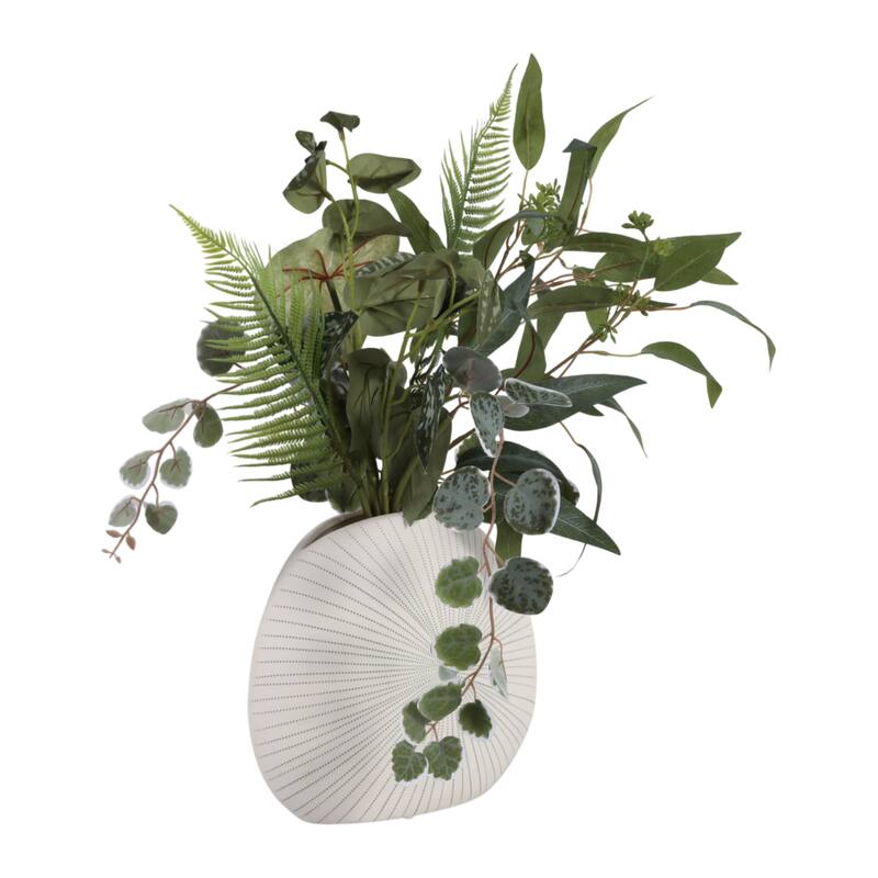 Round Shell Ceramic Vase - Stylish Dotted Pattern Flower Vase