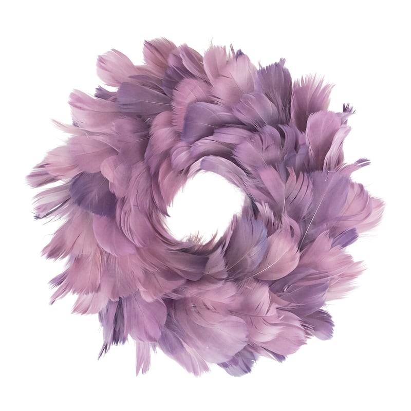 Layered Purple Feather Christmas Wreath 10-Inch Unlit - 10"
