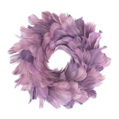 Layered Purple Feather Christmas Wreath 10-Inch Unlit - 10"