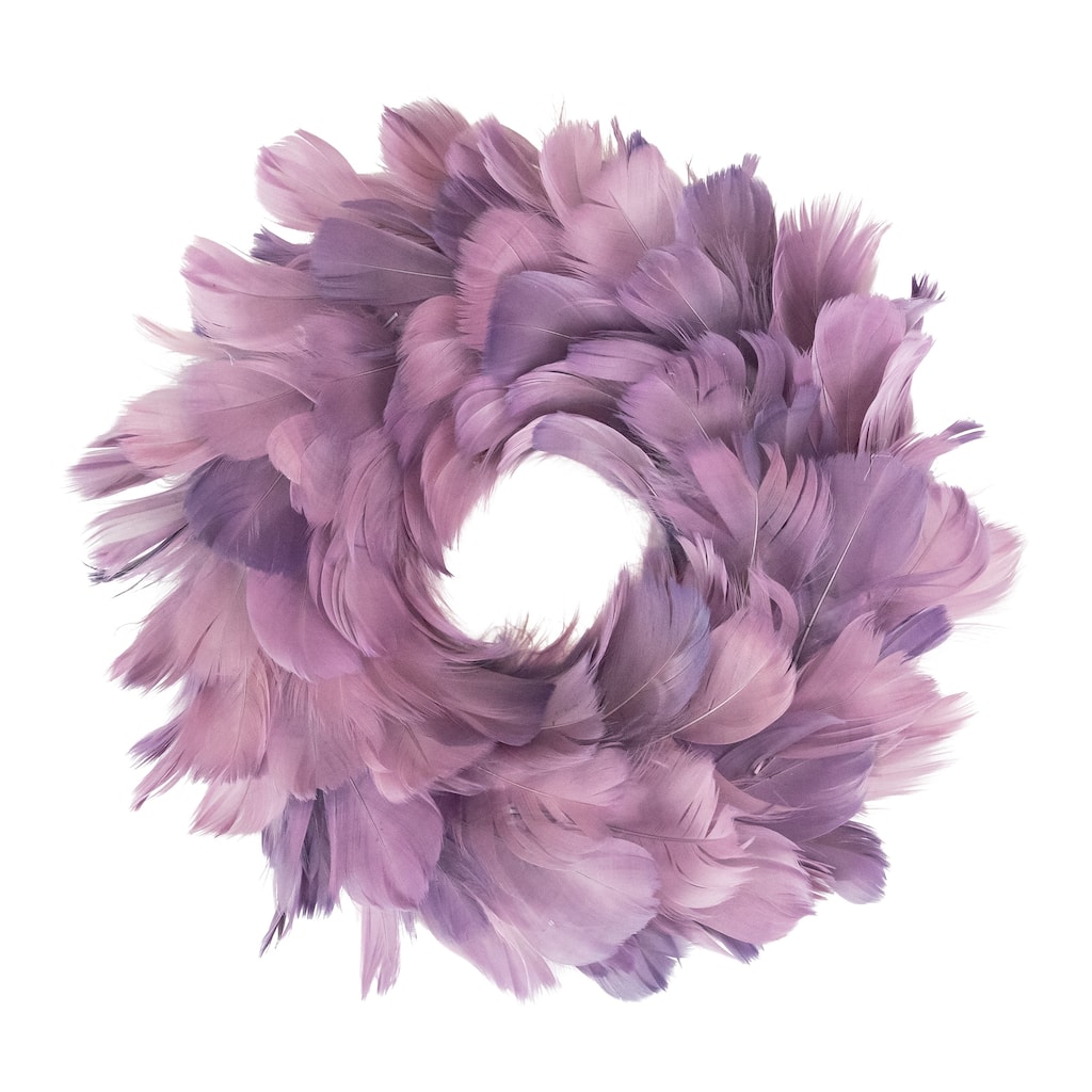 Layered Purple Feather Christmas Wreath 10-Inch Unlit - 10"