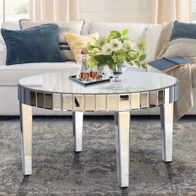 Luxurious Round Coffee Table with Exquisite Mirror Mosaic and Sturdy Construction for Stylish Living Rooms