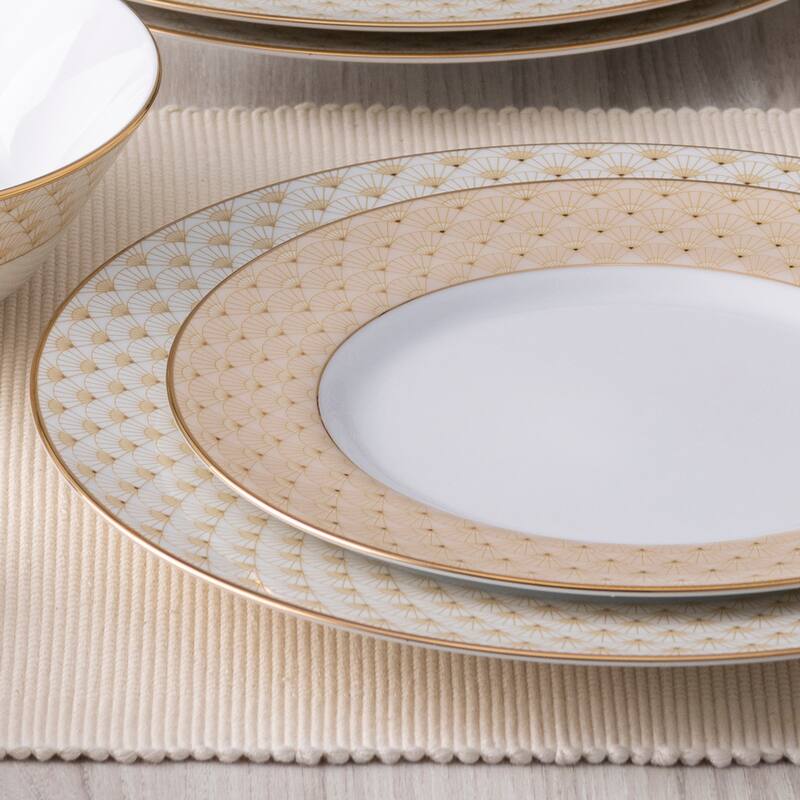 Trocadero Gold 12-Piece Dinnerware Set, Service For 4
