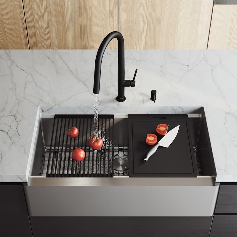 Vigo Oxford 36" Farmhouse Single Basin Stainless Steel Kitchen Sink