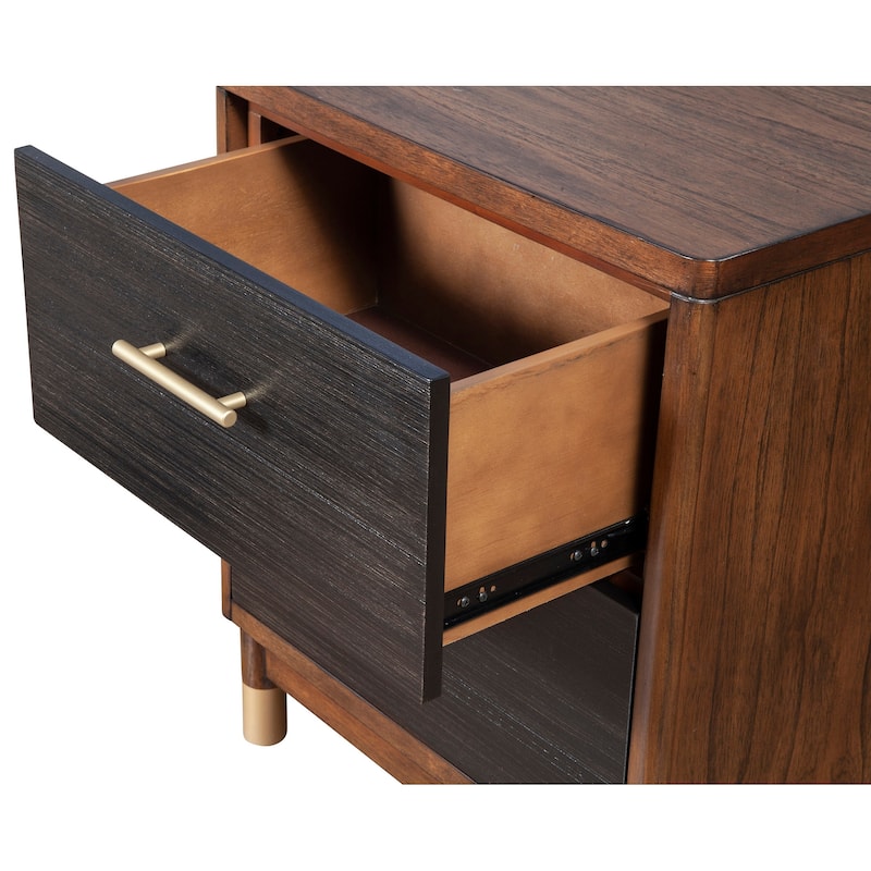 Alpine Furniture Belham 2 Drawer Wood Nightstand, Dark Walnut (Brown)