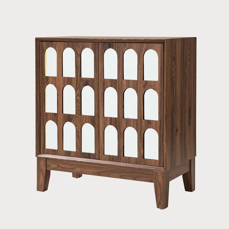 Sideboard Cabinet with Doors & Shelves, Mid Century Modern Storage Cabinet, Buffet Cabinet with Solid Wood Legs