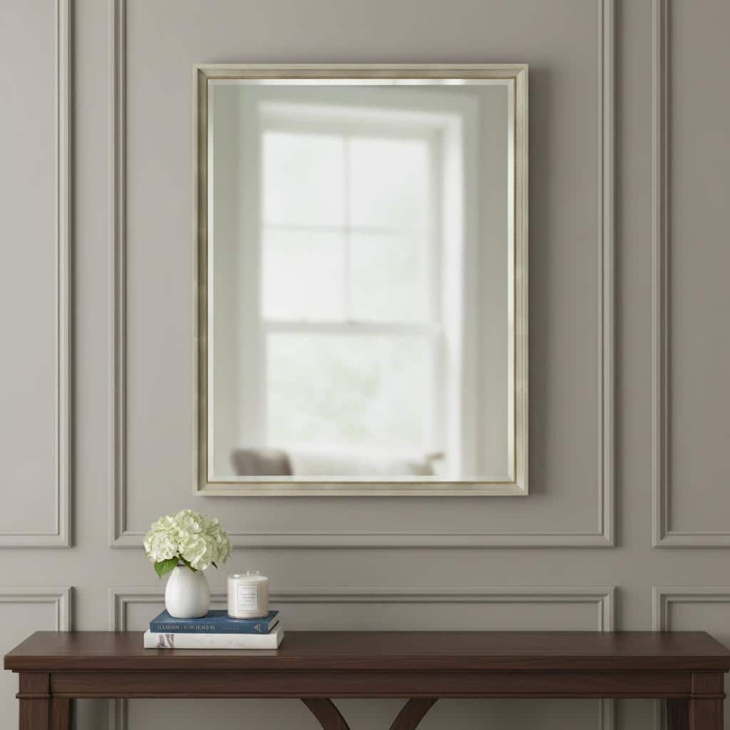 HomeRoots 50" Silver Wood Accent Mirror - 38.00 in. x 50.00 in. x 3.00 in.