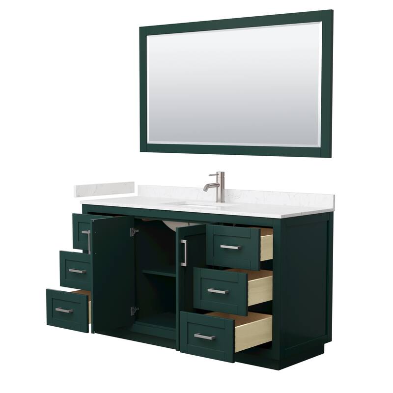 Miranda Bathroom Vanity Set, Cultured Marble Top, 58-Inch Mirror