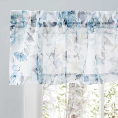 Whimsical Semi-Sheer Floral Rod Pocket Curtain Valance