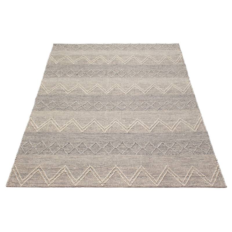 ECARPETGALLERY Braid weave Sienna Grey Wool Rug - 6'1 x 8'10