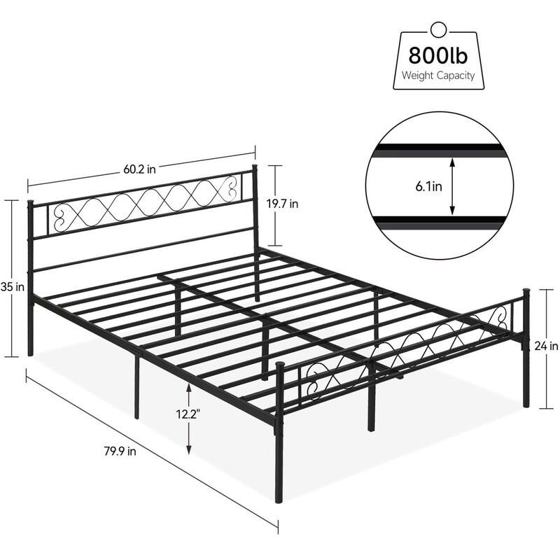 Bed Frame with Headboard and Footboard for Girls and Boys