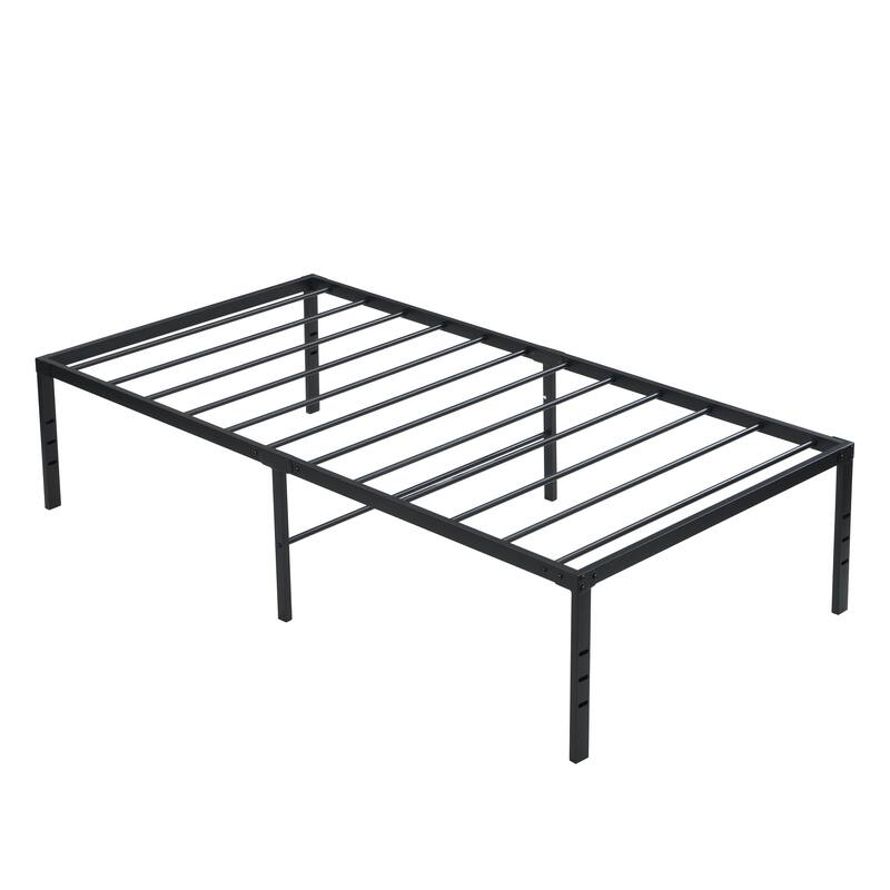 Twin Size Bed Frame, Heavy Duty Metal Bed Frame, Quick & Easy Assembly, No Noise, Black