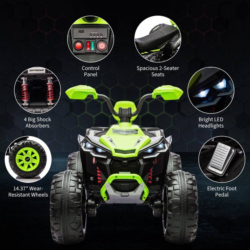 24V Ride on ATV for Kids, 2 Seater Electric Quad Car