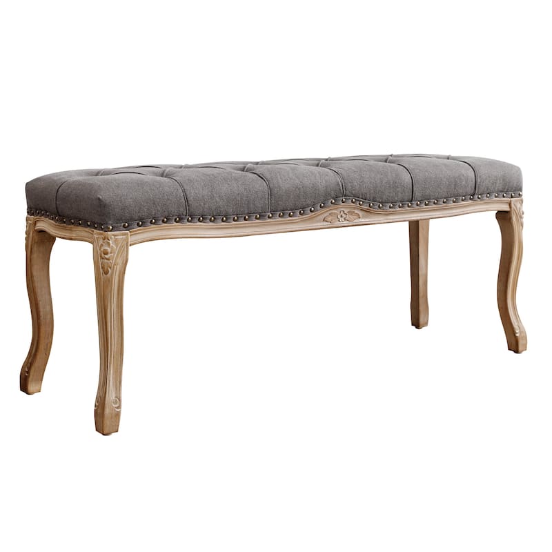 Retro Patterned Legs 45.2In.W Padded Bench - 45.2" W X 14.6" D X 18.3" H