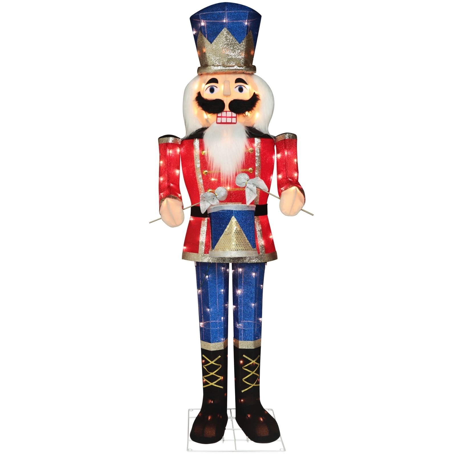 VEIKOUS 5 ft. Lighted Nutcracker Christmas Play Drum Decoration with 100 Warm White Lights