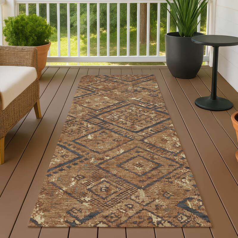 Machine Washable Indoor/ Outdoor Global Andes Chantille Rug - Paprika - 2'3" x 7'6"