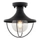 preview thumbnail 8 of 8, Dunlap Textured Black Coastal Outdoor Flush Mount Ceiling Light Clear Glass - 10-in W x 10.75-in H x 10-in D
