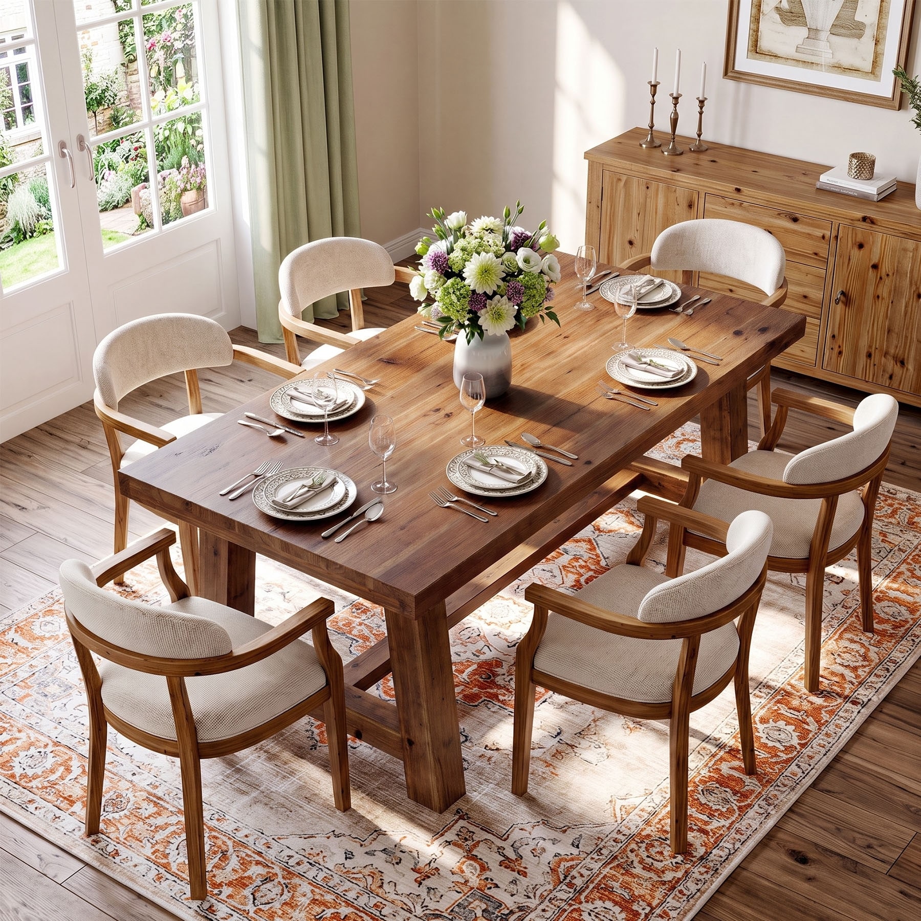 63-Inch Farmhouse Dining Table, Kitchen Table for 4-6 People
