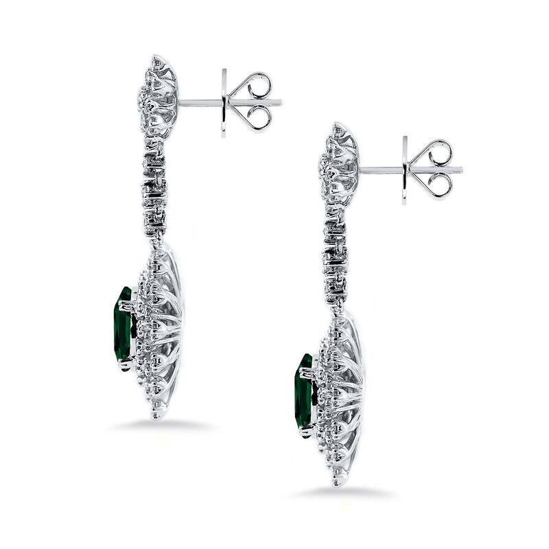 Auriya 4 9/10ct Fancy Oval-cut Emerald Halo Diamond Drop Earrings 1 7/8ctw 18k Gold