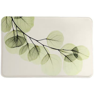 Laural Home Green X-Ray of Eucalyptus Memory Foam Rug 21x34