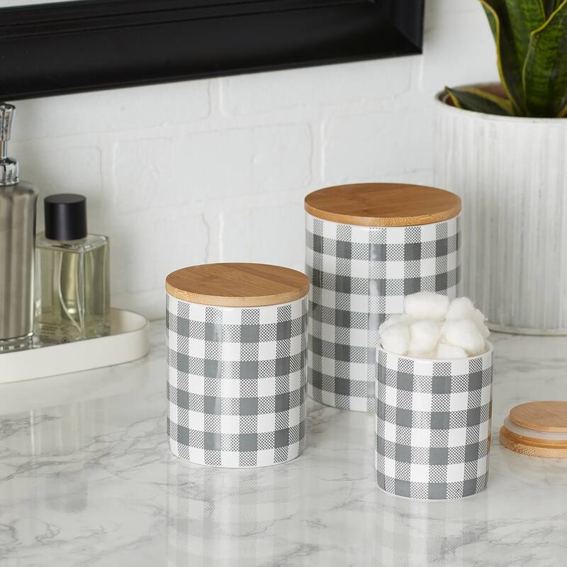 DII Buffalo Check Ceramic Canister (Set of 3)