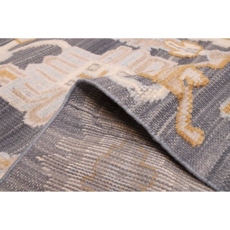 ECARPETGALLERY Hand-knotted Finest Oushak Dark Grey Wool Rug - 7'10 x 10'3