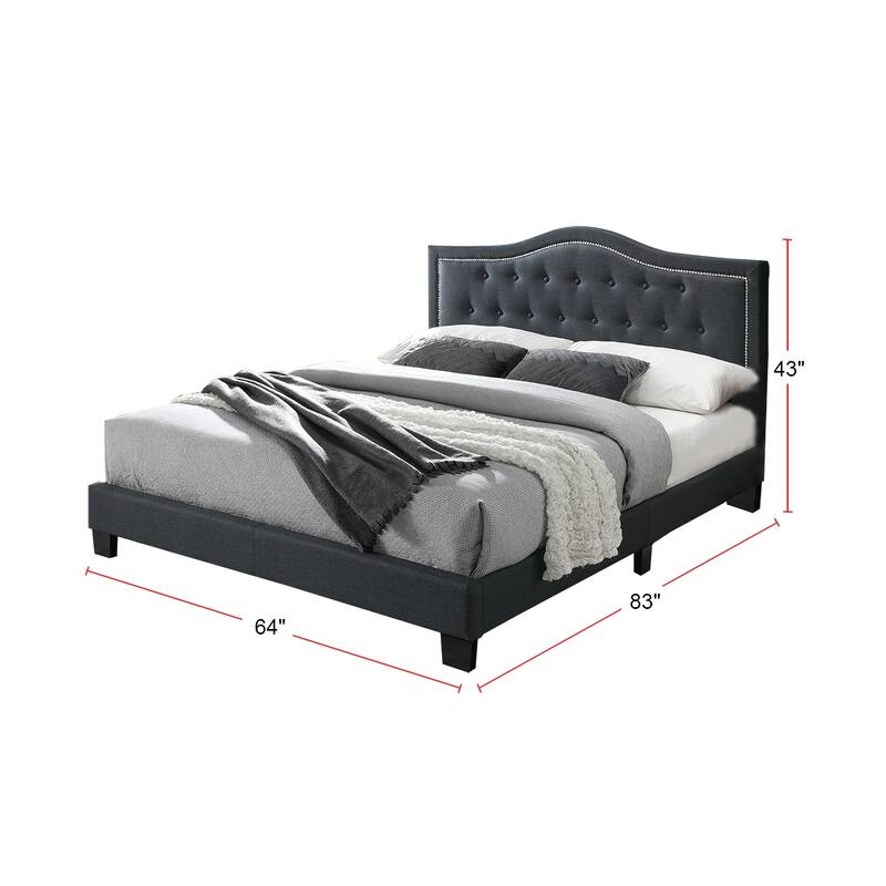 Fabric Upholstered Bed with Button Tufting