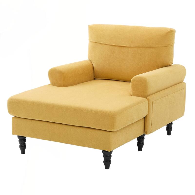 Modern Minimalist Chenille Fabric Chaise Lounge Recliner Single Sofa Living Room Bedroom