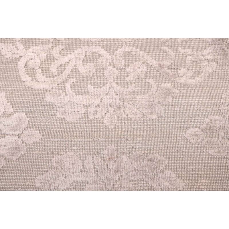 ECARPETGALLERY Hand Loomed Elysian Grey Viscose, Wool Rug - 6'6 x 9'9