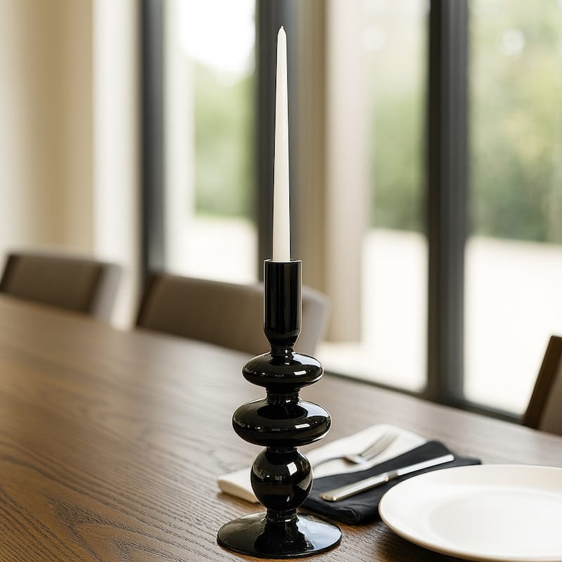 Modern Bubble Glass Candle Holder with Rounded Accent Base