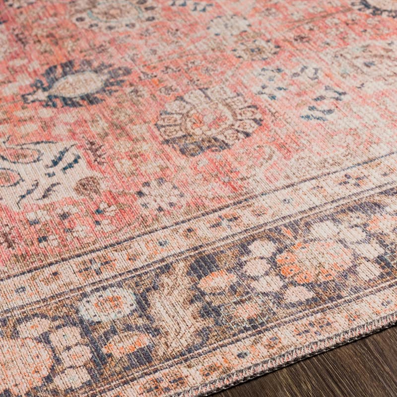 Livabliss Thea Persian Floral Printed Machine Washable Area Rug