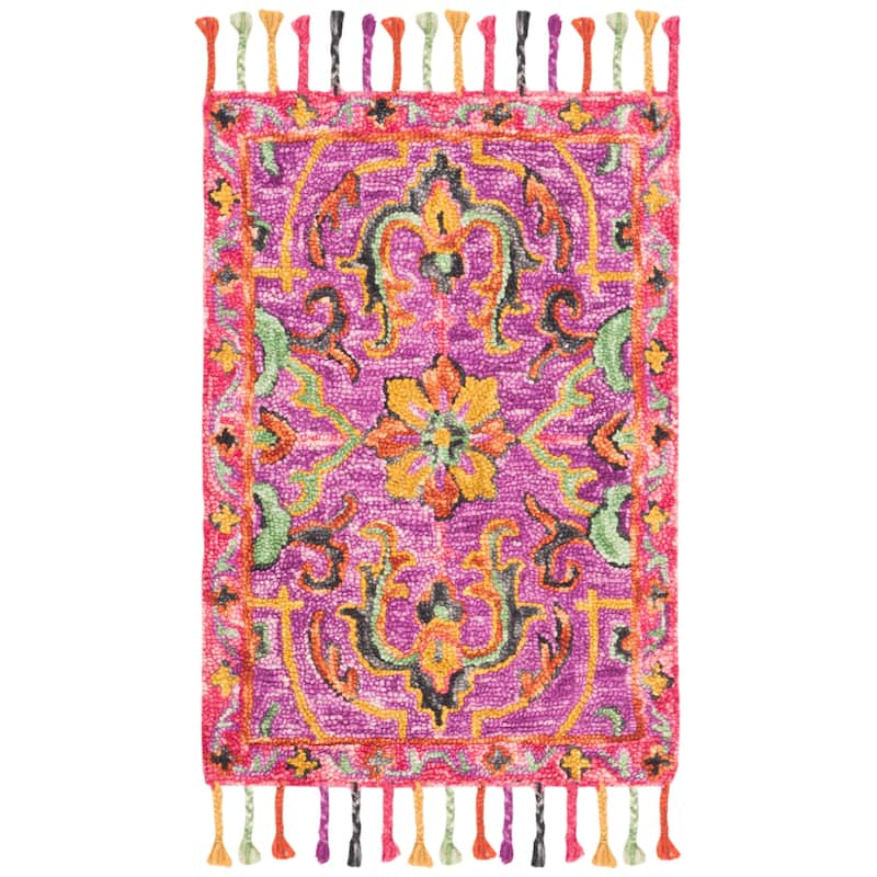 SAFAVIEH Handmade Blossom Sila Modern Floral Wool Rug - 2' x 3' - Purple/Multi