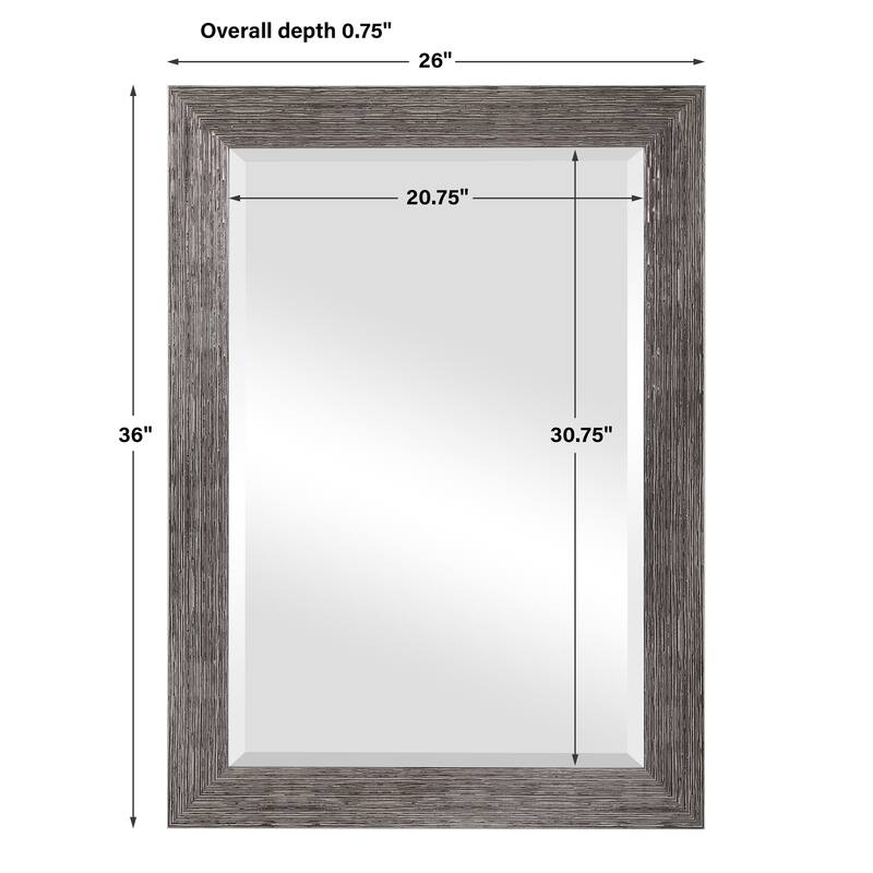 Silver Tones Framed Beveled Mirror