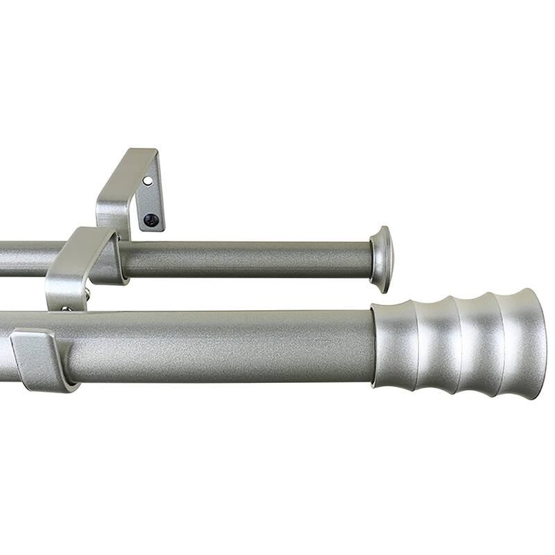 Meriville 1-Inch Diameter Oakley Double Window Curtain Rod - Pewter - 84"-120"