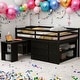 preview thumbnail 1 of 7, Full Size Loft Bed With Desk,3 Drawers,Storage Stairs and Shelves Espresso