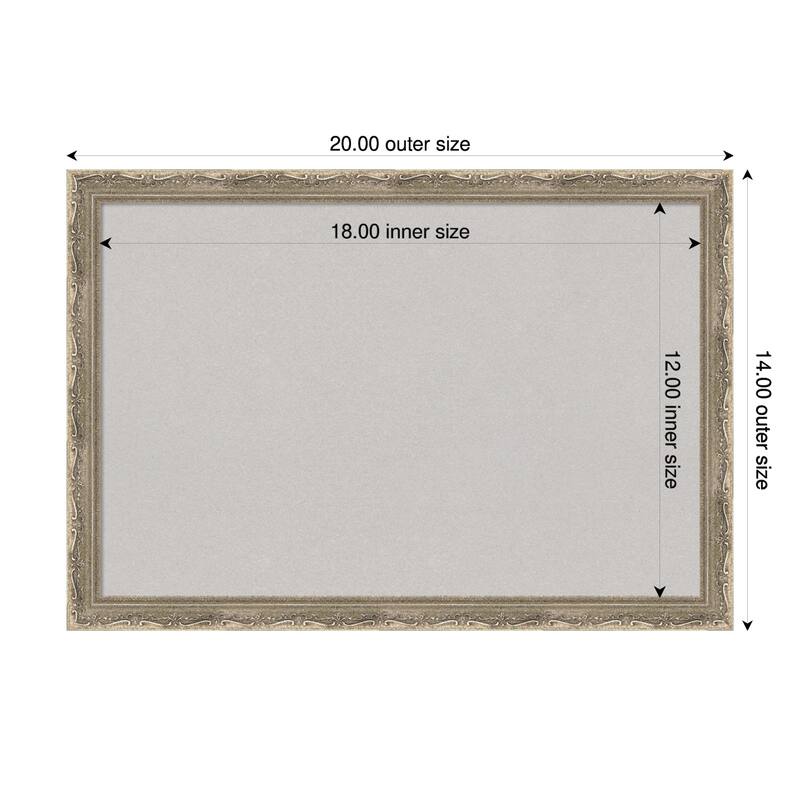 Mila Dark Silver Wood Framed Cork Board - Bulletin Board, Organization Board, Pin Board - Grey - 20 x 14 in