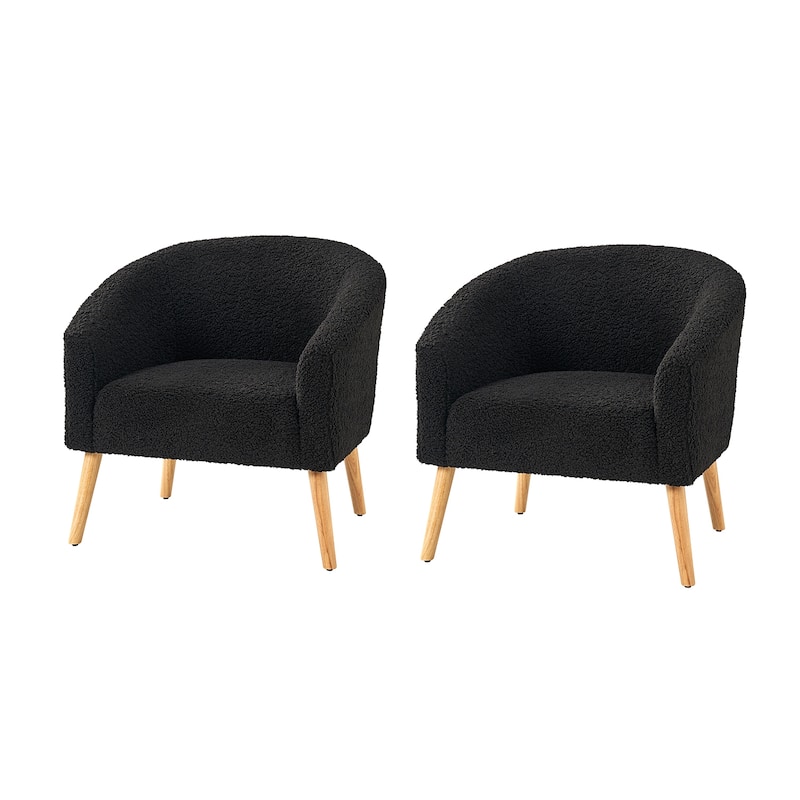 Sheila Modern 30"W Boucle Armchair with Solid Wood Legs Set of 2 by HULALA HOME