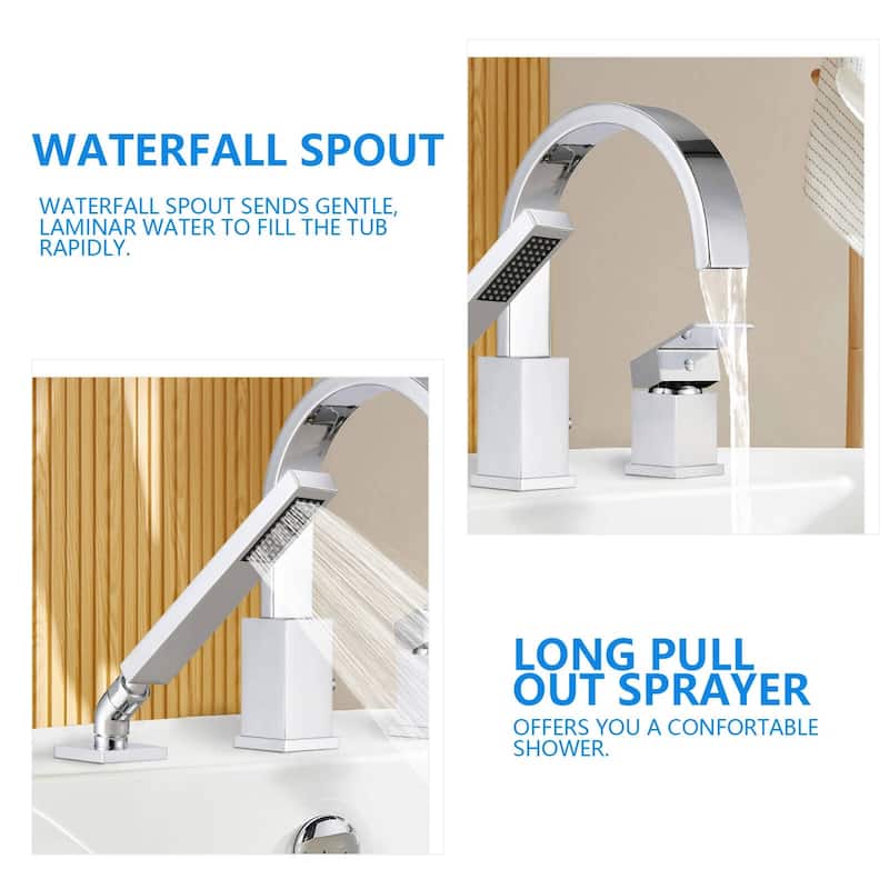 Single Handle Deck Roman Tub Faucets/Filler with Handheld Shower
