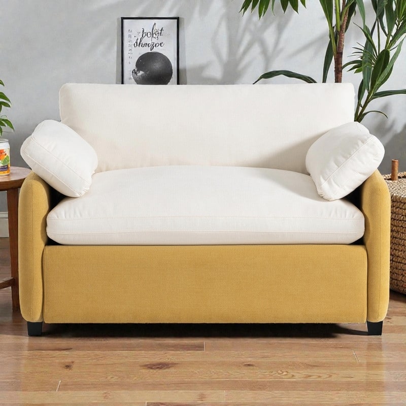 50" Oversized Chenille Accent Chair, Wide Deep Seat Upholstered Armchair with Pillows