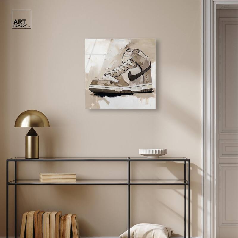 Light Tans Sneaker Acrylic by Art Remedy, Ready to Hang