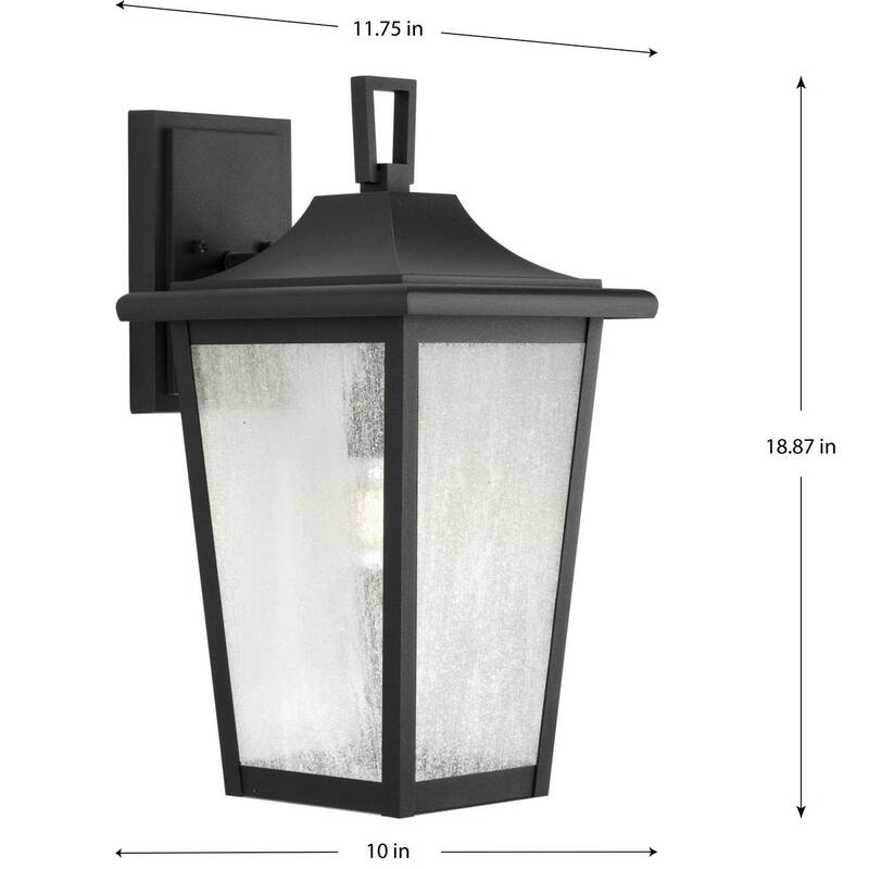 Padgett Collection One-Light Textured Black Outdoor Wall Lantern - 10 in x 11.75 in x 18.87 in